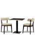 Nico Ivory Side Chair x2 With 700mm Square Black Pietra Gold ABS Table