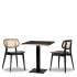 Gordona Rattan Side Chair x2 With 700mm Square Black Pietra Gold ABS Table