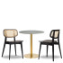 Gordona Rattan Side Chair x2 With 700mm Round Tundra Ceramic Marble Table