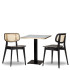 Gordona Rattan Side Chair x2 With 700mm Square White Carrara Gold ABS Table & Titan Base
