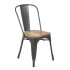 Bolero Bistro Side Chairs with Wooden Seat Pad Gun Metal (Pack of 4)