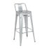 Bolero Bistro Steel High Stool with Backrest Galvanised (Pack of 4)