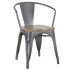 Bolero Bistro Curve Armchairs with Wooden Seat Pad Gunmetal (Pack of 4)