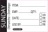 Food Rotation Label Item/Date/Use By - Sunday (Pack of 500)