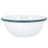 Enamel Bowl White with Green Rim 16cm/6.25" (Pack of 6)