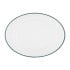 Enamel Serving Platter White with Green Rim 30 x 22cm