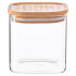 Square Glass Storage Jar with Wooden Lid 680ml (Pack of 6)