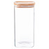 Square Glass Storage Jar with Wooden Lid 1.5 Litre (Pack of 6)