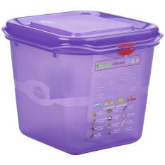 GN 1/6 Gastronorm Sealing Food Storage Container Purple Allergen 150mm 2.6 Litre (Pack of 12)