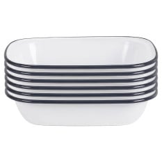 Enamel Pie Dish Rectangular Grey Rim 16cm/6.25” (Pack of 6)