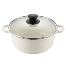 White Carvery Casserole Dish 23cm With Glass Lid