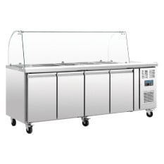Polar U-Series 2x GN Saladette Counter 4 Door + Sneeze Guard