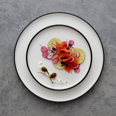 Steelite Asteria Walled Plate Black Rim 25.5cm/10" (Pack of 12)