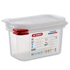GN 1/9 Gastronorm Sealing Food Storage Container 100mm 1 Litre (Pack of 12)