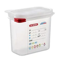 Araven GN 1/9 Gastronorm Sealing Food Storage Container 150mm 1.5 Litre (Pack of 4)