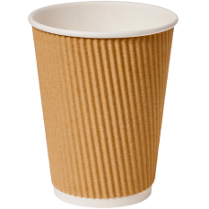 Recyclable Paper Cup Ripple Walled Kraft 355ml/12oz (Pack of 500)