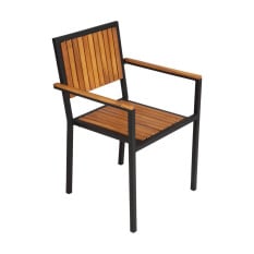 Bolero Steel & Acacia Arm Chair (Pack of 4)