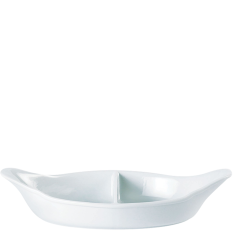 Porcelite Divided Oval Eared Dish 28cm/11" (Pack of 4)