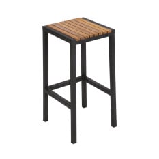 Bolero Steel & Acacia Bar Stool (Pack of 2)