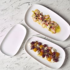 GenWare Porcelain Organic Rectangular Plate 24 x 13.5cm/9.4 x 5.3" (Pack of 6)