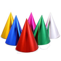 Cone Party Hats Metallic Assorted Colour (Pack of 6)