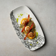 Churchill Studio Prints Kintsugi Accents Quartz Black Oblong Plate 35.2x18.7cm/13.875x7.375" (Pack of 6)