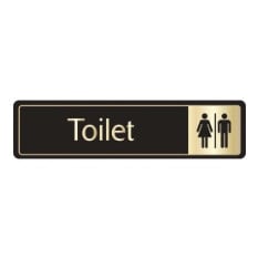 Gold On Black Door Sign - Toilet 43x178