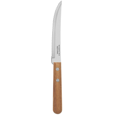 Tramontina Natural Wood Steak Knife Pointed, Serrated 11.2cm (Pack of 12)