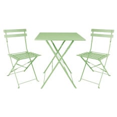 Bolero Perth Pavement Style Steel Folding Chairs Light Green (Pack of 2)