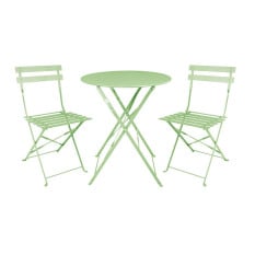 Bolero Perth Round Pavement Style Steel Folding Table Light Green 595mm