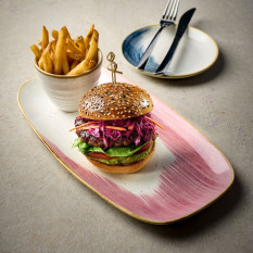 Churchill Stonecast Accents Petal Pink Oblong Plate 35.5x18.9cm/13.875x7.375" (Pack of 6)