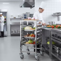 Gastronorm Tray Pan Racking Trolley GN 1/1 7 Shelves with Work Top