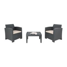 Bolero Wicker Armchair & Table Set Grey