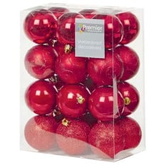 Christmas Baubles Mixed Finish 60mm Red (Pack of 24)