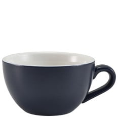 Genware Porcelain Matt Blue Bowl Shaped Cup 17.5cl/6oz - Side