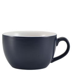 Genware Porcelain Matt Blue Bowl Shaped Cup 25cl/8.75oz - Side