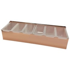 6 Part Stainless Steel Condiment Holder Copper Plated