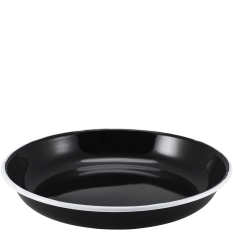 Enamel Rice/Pasta Plate Black with White Rim 20cm/8"