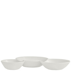 Rene Ozorio White Album 3 Compartment Gourmet Sauce Dish 18 x 2.5cm/7 x 1" (Pack of 12)