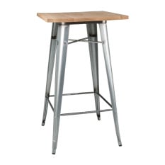 Bolero Bistro Bar Table with Wooden Top Galvanised Steel