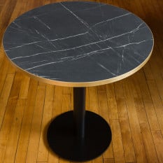 Artisano Black Pietra Grigia With Gold ABS Edge Round Table Top 700mm