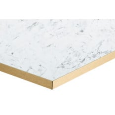 Egger White Carrara Marble With Gold ABS Edge Square Table Top 600 x 600mm