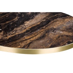 Formica Marbled Cappuccino With Gold ABS Edge High Gloss Round Table Top 700mm