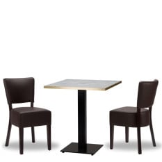 Alto Brown Side Chair x2 With 700mm Square White Carrara Gold ABS Table
