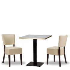 Alto Ivory Side Chair x2 With 700mm Square White Carrara Gold ABS Table