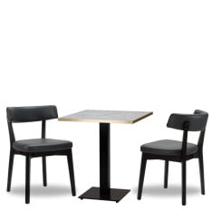 Nico Iron Grey Side Chair x2 With 700mm Square White Carrara Gold ABS Table