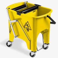 Flat Mop Wringer Double Bucket Mopping System Yellow