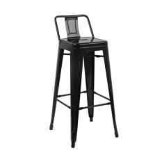 Bolero Bistro Steel High Stool with Backrest Black (Pack of 4)