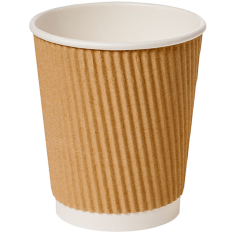 Recyclable Paper Cup Ripple Walled Kraft 236ml/8oz (Pack of 500)