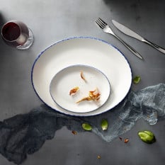 Steelite Blue Dapple Oval Coupe Plate 34cm/13.5" (Pack of 12)